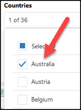 select Australia in the screener